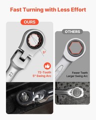 VEVOR Flex-Head Ratcheting Wrench Set Combination Wrench Set 30-Piece SAE Metric