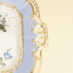 Minton Pattern 139 Pair Floral Lavender Blue Shape “N” Cake Plates Regency 1830