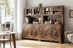 63″ Tall Kitchen Pantry Cabinet with Drawers, Hutch Cabinet with Microwave Stand