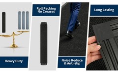Black Heavy Duty Commercial Entrance Mat Non Slip Beveled Edge Wheelchair Rug