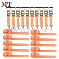 10 Pack 1.5 In x 15 Ft Ratchet Straps With J Hook 4000-lbs Heavy Duty Tie Downs