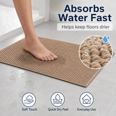 SUPER Water Absorbent Bath Mat Non-Slip Quick Dry Bathroom Shower Rug 24″