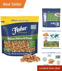 Walnut Halves & Pieces 2 lb, 100% California Unsalted Walnuts for Baking & Co…