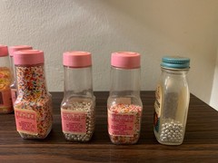 Lot of Vintage 1970s Cake Mate Schilling Fancy Decors Bottles Silver Snowflake