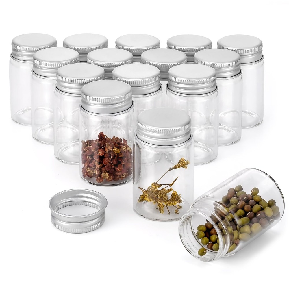 15 Pack 40ml (1.35 oz) Small Glass Vials with Screw Caps, Clear Empty Sample …