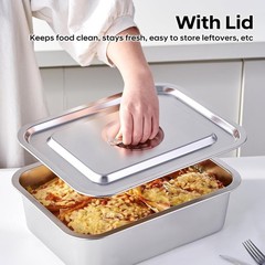 Lasagna Baking Pan with Lid 11×14 Inch Extra Deep 7.4QT Stainless Steel Oven …