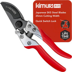 ® 8″ Pro Bypass Pruning Shears, Heavy Duty Japanese SK5 Steel Blades, 1 Inch Cut