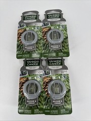 Yankee Candle Smart Car Vent Clip Air Freshener 30 days, Balsam & Cedar, 4 Pack