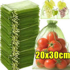 Fruit Protection Bags Green Mesh Fruit Tree Bags Drawstring Garden Netting Cover
