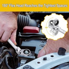16pcs 6-22mm Flex-Head Ratcheting Wrench Combination Ratchet Spanner Tool Set