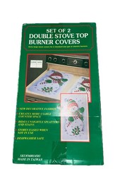 Stove Top Burner Covers Santa Set Of 2 Gas Electric Christmas Holidays Vtg NEW