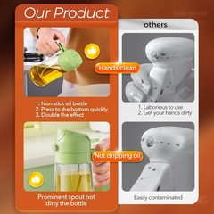 2-in-1 Oil Dispenser & Sprayer 16oz Glass Bottle Food-grade For Kitchen & BBQ
