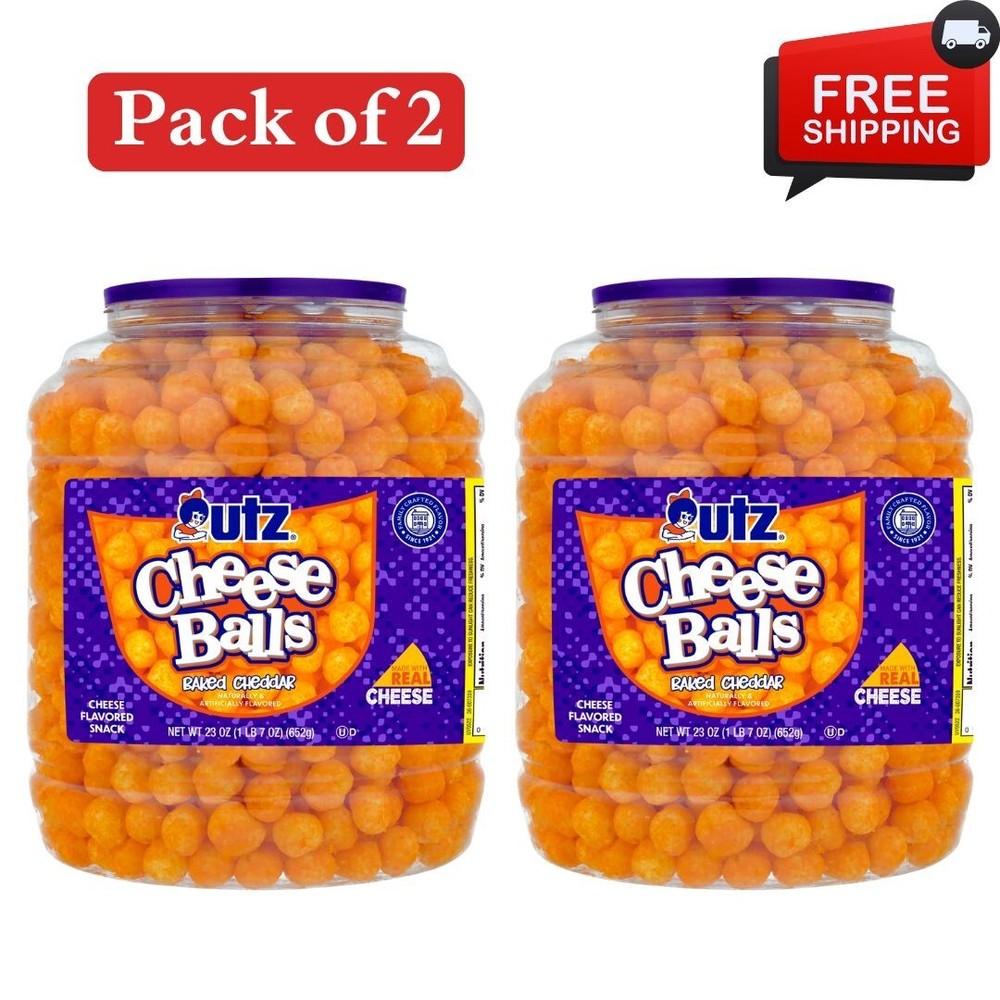 Utz Cheese Balls, 23 oz Barrel. Made With Utz’s Signature Family – Pack of 2