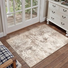 2×3 Entryway Rug Brown Machine Washable Abstract Area Rug Small Rugs Entrance…