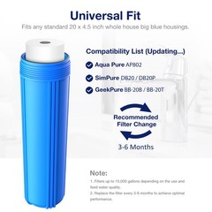 1/5 Micron 20×4.5″ Big Blue Sediment Water Filter Replacement Whole House 1-16PK