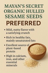 Mayan’s Secret Certified Organic hulled Sesame Seeds, 2 Lbs – Gluten Free, Raw,
