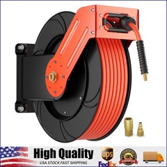 Retractable Air Hose Reel 3/8 IN x 65 FT Hybrid Enclosed Air Hose 300 PSI