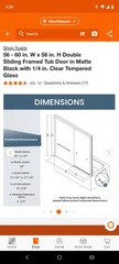56 – 60 in. W x 58 in. H Double Sliding Framed Tub Door in Matte Black