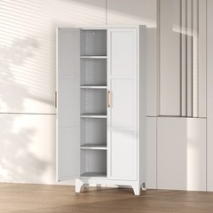 Freestanding Kitchen Pantry Storage Cabinet 3 Adjustable Shelves Metal Cupboards