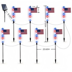 8Pcs Solar American LED Flag Stake Lights Set for 4th of July Garden Yard Decor