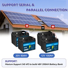 12V 50Ah Lithium Battery LiFePO4 Rechargeable Deep Cycle BMS RV Solar Golf Cart
