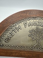 Vintage Wall Plaque Metal Wood Faith, Family, Friends