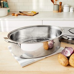 Fox Run Oval Roaster Set, Stainless Steel, 10-Quart