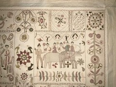 Lg Aarong Embroidered Tapestry Folk Art Bangladesh Pictorial Tapestry 31″ x 78″