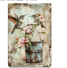 Hummingbirds Wall Decor French Country Vintage For Any Room Metal Tin Sign 8×12