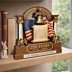 America 250th Anniversary Wooden Block Decoration, 1776-2026 Patriotic