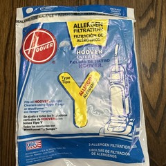 Hoover Type Y Allergen Filtration Vacuum Bags 3 Pack Genuine OEM WindTunnel Temp