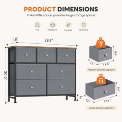 OLIXIS 7 Storage Drawers Fabric Dresser for Bedroom Livingroom with Wooden Top