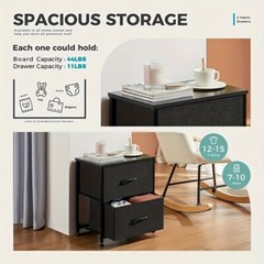 2 Drawer Dresser Nightstand Pack Of 2 Bedroom Storage Organizer Cabinet Fabric