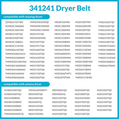 341241 Dryer Belt Compatible with Whirlpool Kenmore Amana Maytag Roper Replaceme