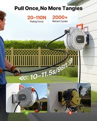 VEVOR Retractable Garden Hose Reel 1/2 in x 50 ft Wall Mount 9-Function Nozzle