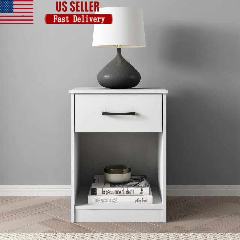 Ardent Nightstand W/ 1 Drawer Easy Assembly Modern Design Bedroom Furniture New