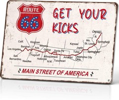 Vintage Route 66 Metal Sign – “Main Street of America” Get Your Kicks Highway Ma