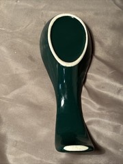 Green Solid Ceramic Spoon Rest Traditional Food Theme Less Than 10 in