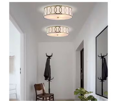 JONATHAN Y Aubrey 3-Light 15.5 in. Brass Gold Metal Flush Mount
