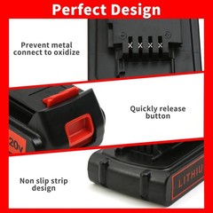 2Pack 20V Lithium-ion 1.5Ah Battery for BLACK DECKER 20 Volt LBXR20 LBX20 LB20