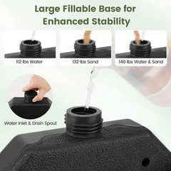 4 Piece 140 Lbs Umbrella Base, Offset Umbrella Weights with Black 140.0 Pounds