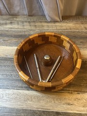 Vintage California Redwood Nut Cracker Bowl Standard Specialty Inlaid Parquet