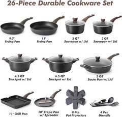 SENSARTE Pots and Pans Set Non stick, Non toxic Healthy Induction Cookware Sets,