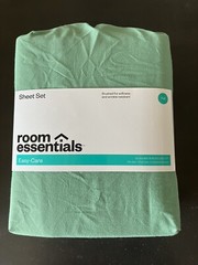 NEW Room Essentials Easy Care Green 4-pc Sheet Set FULL – FREE Shipping!