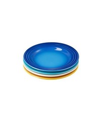 Le Creuset Plates 17cm Set of 4 RIVIERA Collection Teal Meringue Azure Nectar