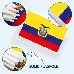 Anley Ecuador Mini Flag 12 Pack – Hand Held Small Miniature Ecuadorian Flags
