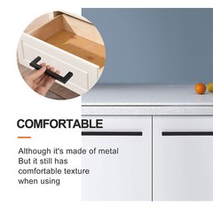 Matte Black Square Modern Cabinet Handles Pulls Kitchen Drawer Stainless Steel