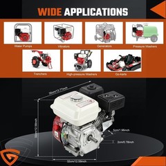 212cc 4-Stroke 7HP Manual Start Horizontal Engine For Go Kart Gas Engine Motor