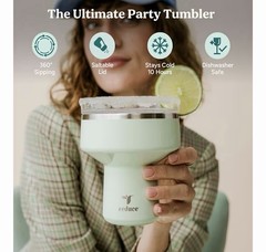 REDUCE Saltini 16 oz Cocktail Tumbler with Lid, Papaya Color