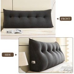 Corduroy Bed Wedge Pillow Headboard Bolster Back Rest Cushion Pillow f Sofa Bed
